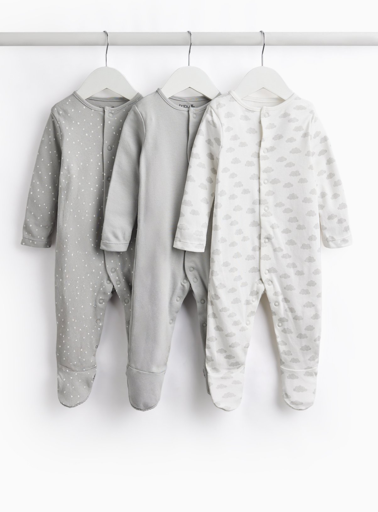 Snowdrop & Cloud Sleepsuits 3-Pack Up to 1 mth - Image 1 thumbnail